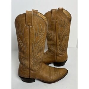 Vintage 1970 Nacona Brown Leather Cowgirl Western Pull on Boots‎ Womens 8B